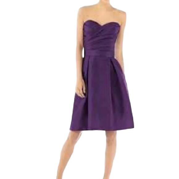 Alfred Sung Strapless Peau De Soie Majestic Purple Cocktail Dress Size 18 BNWT - Picture 1 of 12